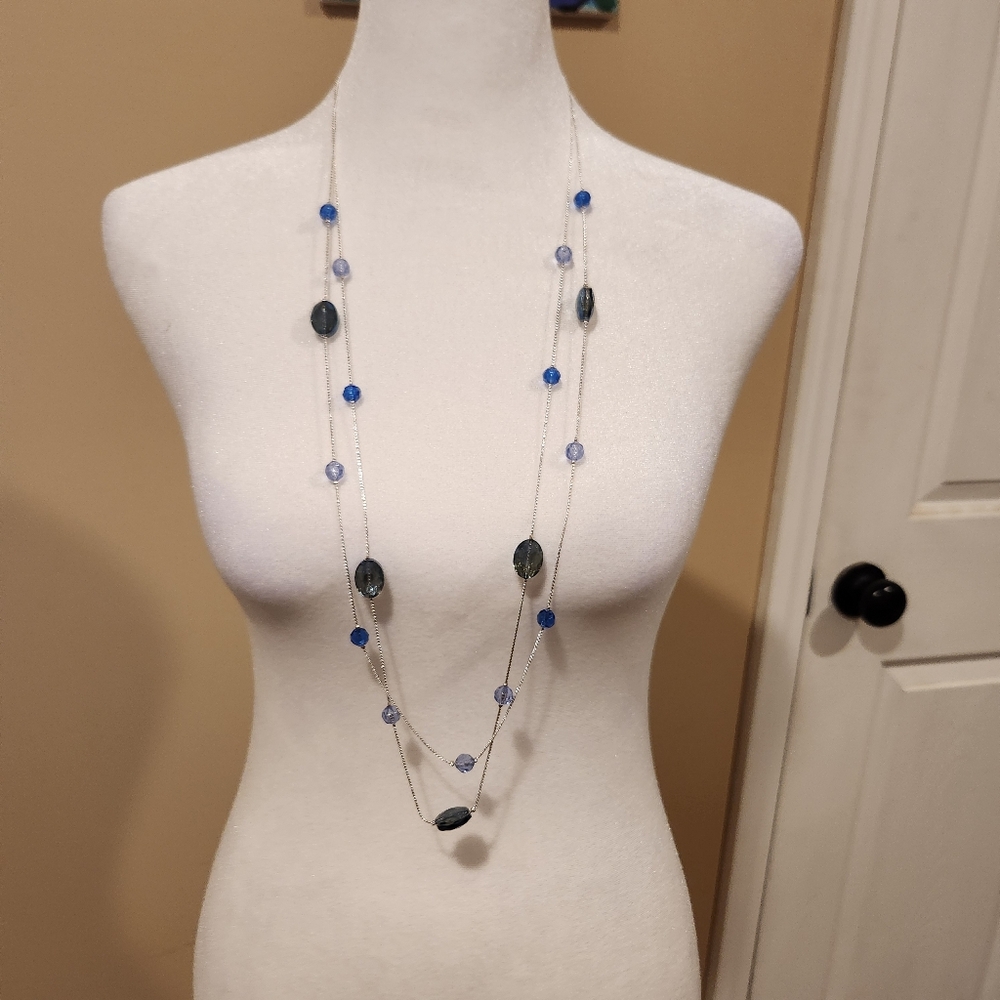 Blue And Silver Beaded Necklace